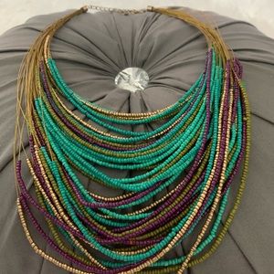 Mini multi color beaded layered necklace